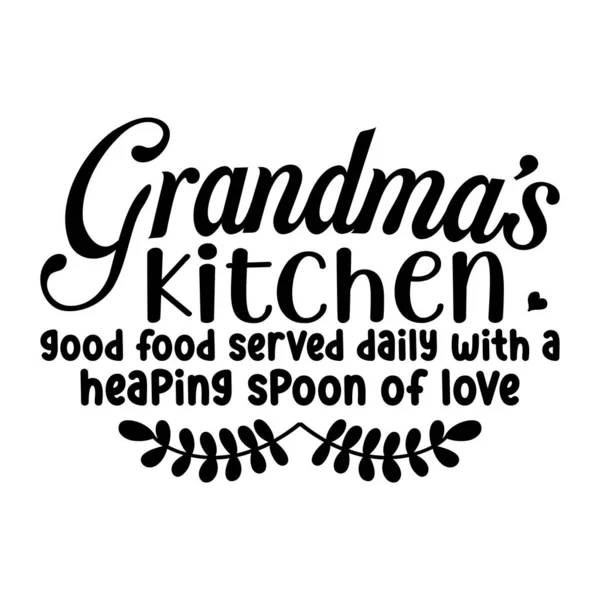 Büyükanne mutfağı her gün bir kaşık dolusu sevgiyle servis ediliyor. Moda grafikleri için vektör çizimi, tişört baskıları, posterler, çıkartmalar..
