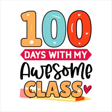 Moda grafikleri, tişört baskıları, posterler, çıkartmalar için muhteşem sınıf ifade vektör çizimimle 100 gün..