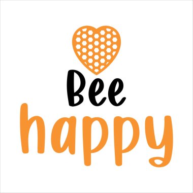 Moda grafikleri, tişört baskıları, posterler, çıkartmalar için arı mutlu ifade vektör illüstrasyon tasarımı.