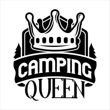Moda grafikleri, tişört baskıları, posterler, çıkartmalar için kamp kraliçesi tasarımı.