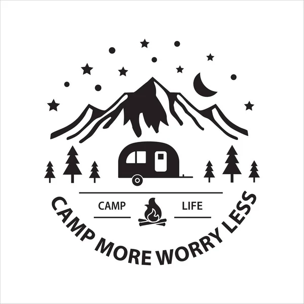 Camp More Worry Less Phrase Vector Illustration Design Fashion Graphics — Stock Vector