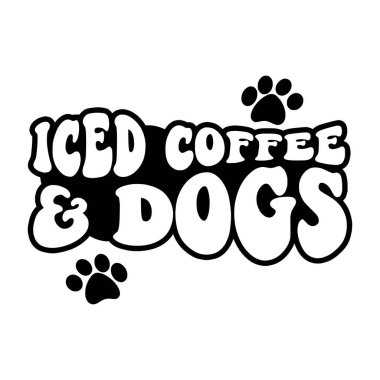 Buzlu kahve ve köpekler ifade vektör illüstrasyonu, yazdırma için vektör tasarımı