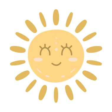sun cartoon face character vector illustration