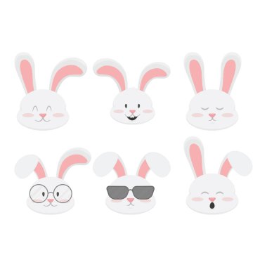 rabbits in set of vector characters for easter celebration