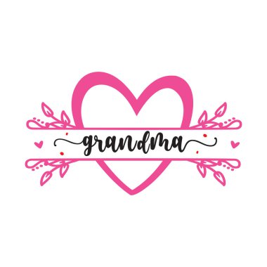 Büyükanne kalp harfleri vektör illüstrasyon tasarımı