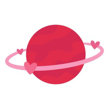 Pembe yörüngesi ve kalp vektör çizimi olan kırmızı gezegen