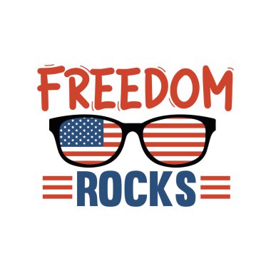 Freedon rocks tipografik vektör tasarımı, izole metin, harf bileşimi   