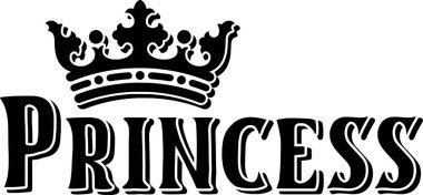 Prenses tipografik vektör tasarımı, izole metin, harf bileşimi    