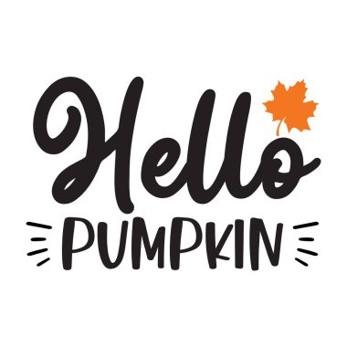 Merhaba balkabağı tipografik vektör tasarımı, izole metin, harf kompozisyonu 