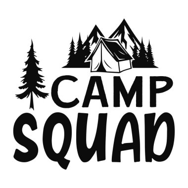 Kamp ekibi tipografik vektör tasarımı, izole metin, harf bileşimi 