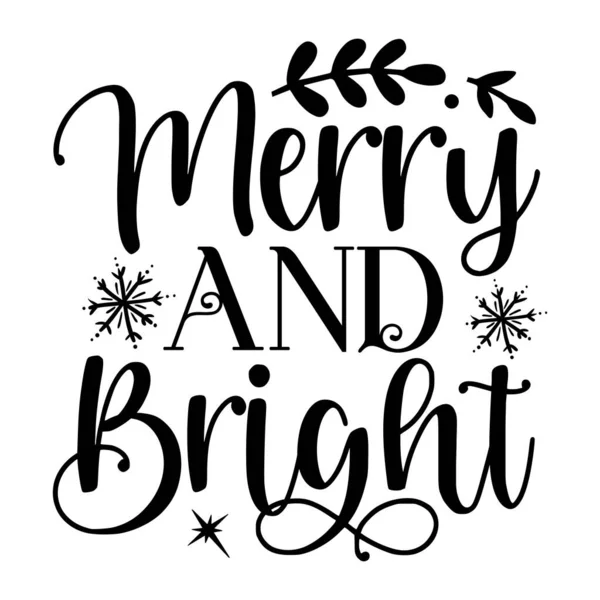 Merry Bright Typographic Vector Design Isolated Text Lettering Composition — Stock Vector
