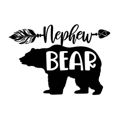 Yeğen ayı tipografik vektör tasarımı, izole metin, harf kompozisyonu 