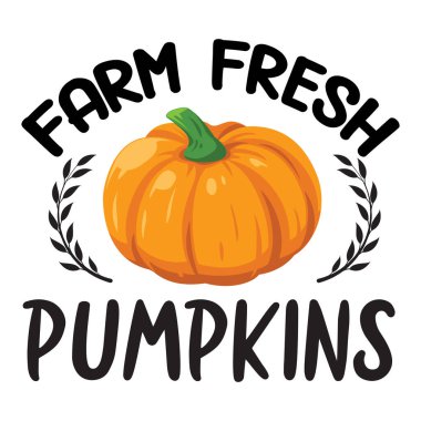 çiftlik taze kabakları tipografik vektör tasarımı, izole metin, harf bileşimi  