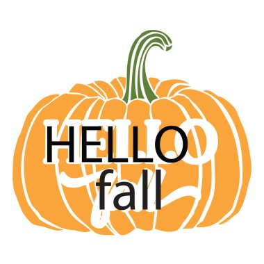 Merhaba sonbahar tipografik vektör tasarımı, izole metin, harf kompozisyonu   