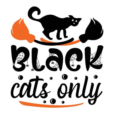 siyah kediler sadece tipografik vektör tasarımı, izole metin, harf kompozisyonu   