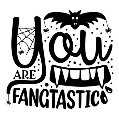 fangtastik tipografik vektör tasarımı, izole metin, harf kompozisyonu   