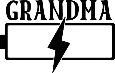 Büyükanne tipografik vektör tasarımı, izole metin, harf bileşimi   