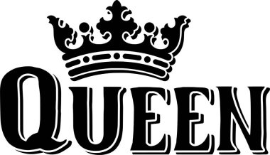 Kraliçe tipografik vektör tasarımı, izole edilmiş metin, harf bileşimi  