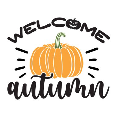 Sonbahar tipografik vektör tasarımı, izole metin, harf kompozisyonu hoş geldiniz  