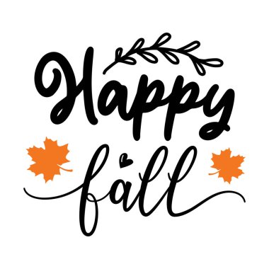 Mutlu sonbahar tipografik vektör tasarımı, izole metin, harf kompozisyonu 
