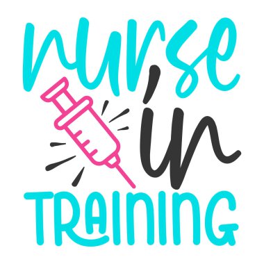 hemşire tipografik vektör tasarımı, izole metin, harf kompozisyonu 