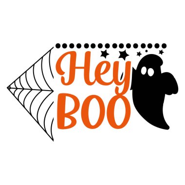 hey boo tipografik vektör tasarımı, izole metin, harf bileşimi 