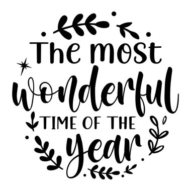 Yılın en harika zamanı tipografik vektör tasarımı, izole metin, harf kompozisyonu 