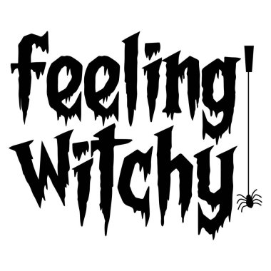 Witchy tipografik vektör tasarımı, izole metin, harf kompozisyonu 