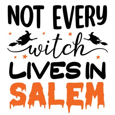 Her cadı Salem tipografik vektör tasarımı, izole metin, harf kompozisyonu içinde yaşamaz.  