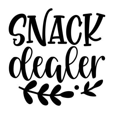 Atıştırmalık dağıtıcısı tipografik vektör tasarımı, izole edilmiş metin, harf bileşimi  