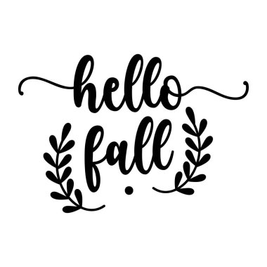 Merhaba sonbahar tipografik vektör tasarımı, izole metin, harf kompozisyonu  