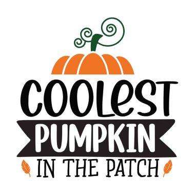 En havalı balkabağı tipografik vektör tasarımı, izole metin, harf bileşimi  