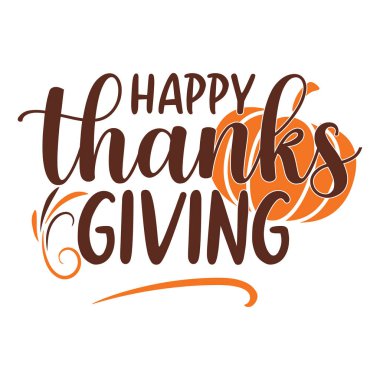 Şükran Günü tipografik vektör tasarımı, izole metin, harf kompozisyonu       