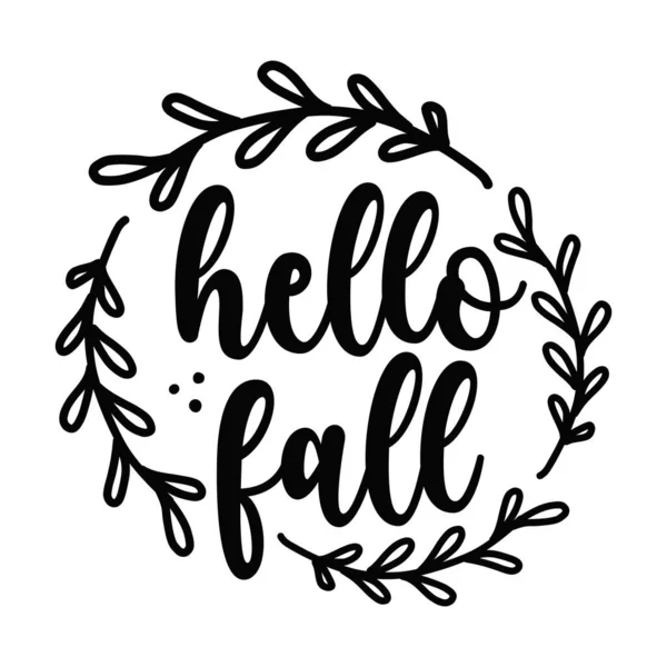 Hello Fall Типографический Векторный Дизайн Изолированный Текст Летящая Композиция — стоковый вектор