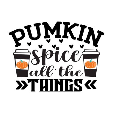 balkabağı baharatı tipografik vektör tasarımı, izole metin, harf bileşimi   