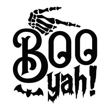 boo yah tipografik vektör tasarımı, izole metin, harf bileşimi 
