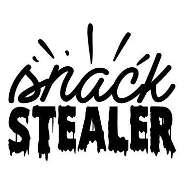 Atıştırmalık hırsızı tipografik vektör tasarımı, izole edilmiş metin, harf bileşimi   