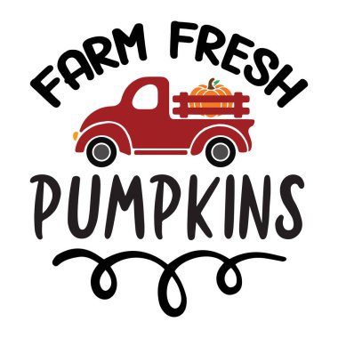 çiftlik taze kabakları tipografik vektör tasarımı, izole metin, harf bileşimi 