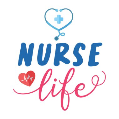 hemşire yaşam tipografik vektör tasarımı, izole metin, harf bileşimi 