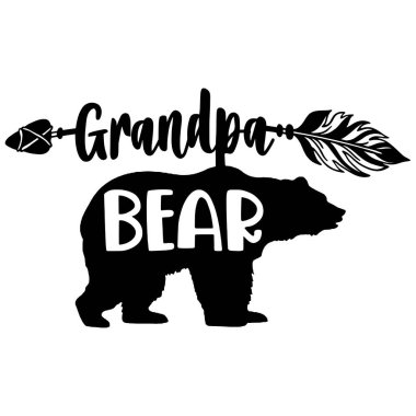 Büyükbaba ayı tipografik vektör tasarımı, izole metin, harf kompozisyonu