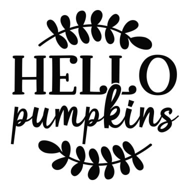 Merhaba balkabakları tipografik vektör tasarımı, izole metin, harf kompozisyonu