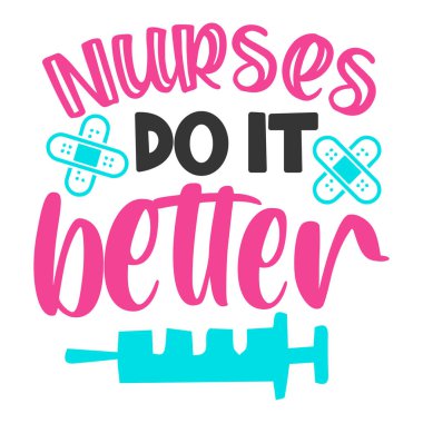 hemşireler daha iyi tipografik vektör tasarımı, izole metin, harf kompozisyonu yapıyor. 