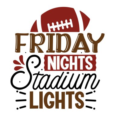 Cuma geceleri stadyum ışıkları tipografik vektör tasarımı, izole metin, harf kompozisyonu 