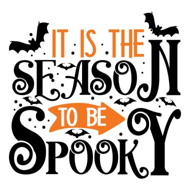 Ürkütücü tipografik vektör tasarımı mevsimi, izole metin, harf kompozisyonu    