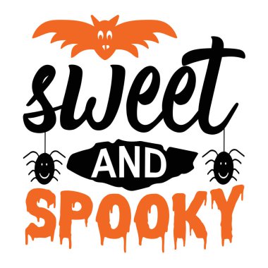 tatlı ve ürkütücü tipografik vektör tasarımı, izole edilmiş metin, harf kompozisyonu