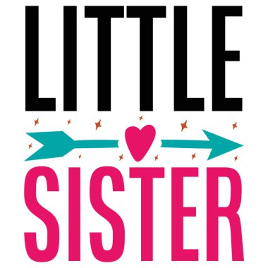 Küçük kardeş tipografik vektör tasarımı, izole metin, harf kompozisyonu 