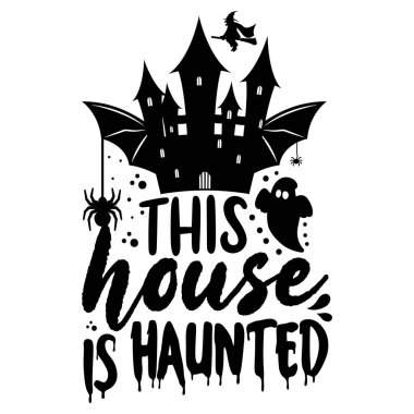 Bu ev perili tipografik vektör tasarımı, izole edilmiş metin, harf kompozisyonu 