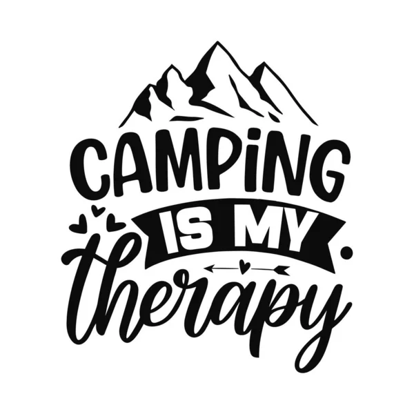 Camping Therapy Typographic Vector Design Isolated Text Lettering Composition — Stock Vector