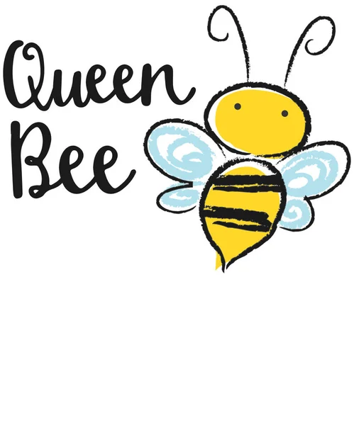 Queen Bee Disegno Vettoriale Tipografico Testo Isolato Composizione Lettering — Vettoriale Stock