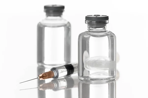 Injekční Lahvičky Léky Injekční Stříkačky Laboratoři Zdraví Krása Lékařské Koncepty — Stock fotografie